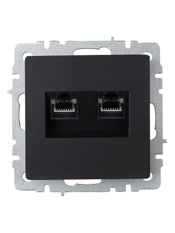 IEK BRITE BASE Черный Розетка комп. 2-ая RJ45 кат.6 РК11-2-БрЧ
