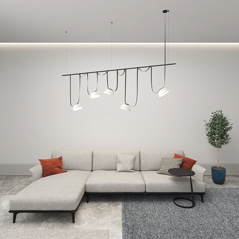 Denkirs DK5561-WH+BK Трековый светильник Belty Flow со светодиодом d220mm H117mm 48V 24W 120° 3000K IP20 белый с черным алюминий