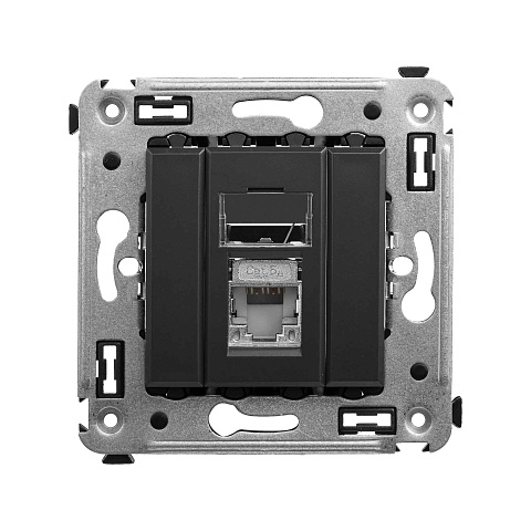 DKC Avanti Черный матовый Компьютерная розетка RJ-45 один  категория 5e. Экранированная