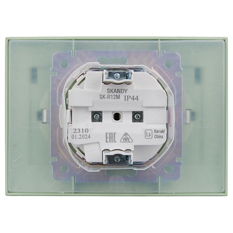 IEK SKANDY Мятный Розетка 2-ая с/з с крышкой 16А в сборе IP44 SK-R12G