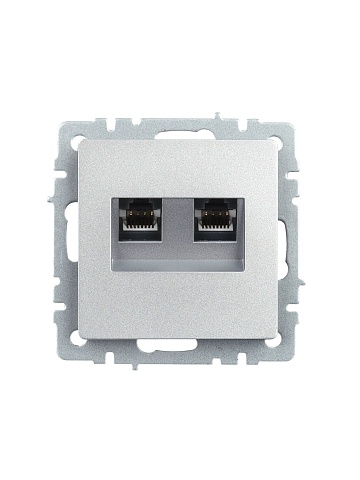 IEK BRITE Розетка двойная RJ11+RJ45 кат.5E РК/Т12-БрА алюминий