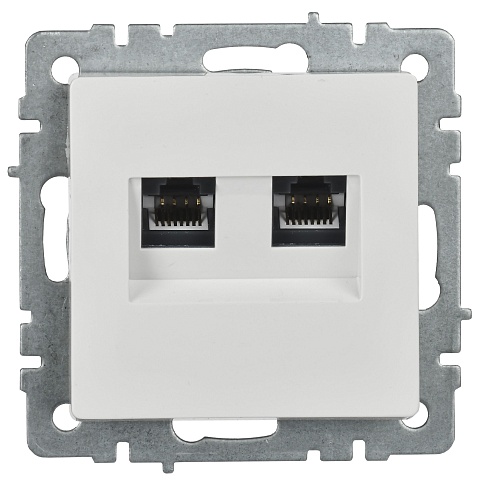 IEK BRITE Розетка двойная RJ11+RJ45 кат.5E РК/Т12-БрБ белый