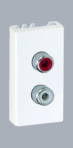 Simon Connect Алюминий Плата с 2-мя разъёмами RCA (чёрный, красный), винты, 22,5х45мм