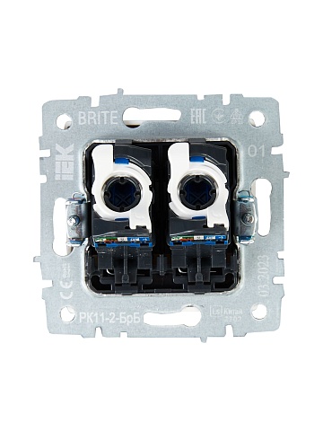 IEK BRITE BASE Белый Розетка комп. 2-ая RJ45 кат.6 РК11-2-БрБ