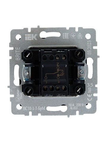 IEK BRITE BASE Маренго Выключ. 1-кл. прох. с инд. 10А ВС10-1-7-БрМ