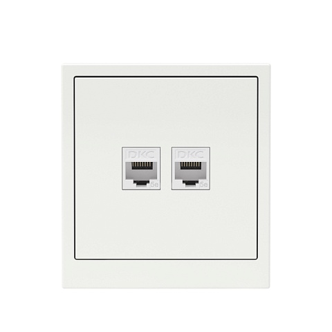 DKC KANT Компьютерная розетка RJ-45 без шторки, кат.5е двойная, белая магнолия
