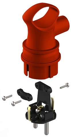 ЭРА Вилка VX12-R-IP44 каучуковая c заземлением 16А IP44 с кольцом угловая красная
