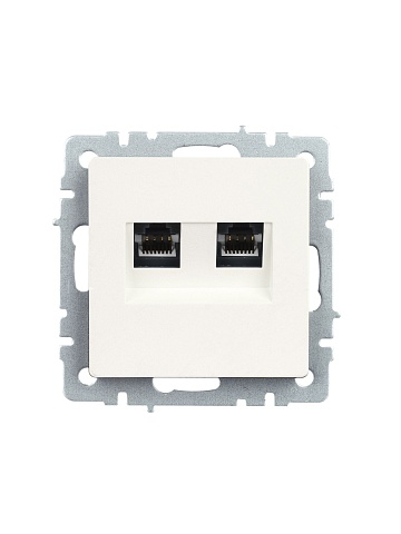 IEK BRITE Розетка двойная RJ11+RJ45 кат.5E РК/Т12-БрЖ жемчуг