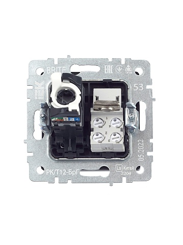 IEK BRITE Розетка двойная RJ11+RJ45 кат.5E РК/Т12-БрГ графит