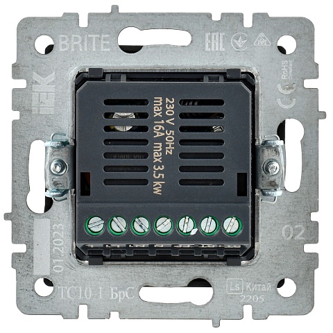 IEK BRITE BASE Сталь Термостат электронный с инд. ТС10-1-БрС (терморегулятор)