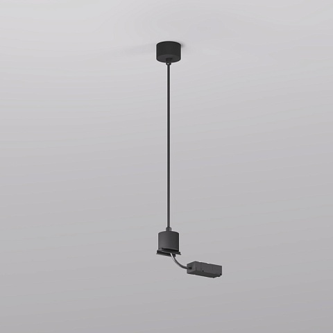Denkirs TR2124-BK Подвод питания для подвесного монтажа, для трека SMART, серия Base, АС 220-240V, IP20, 5м, черный, алюминий