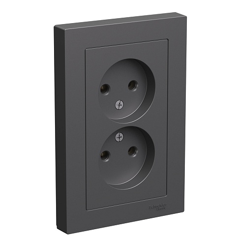 Systeme Electric AtlasDesign Базальт Розетка двойная б/з,16А, в сборе
