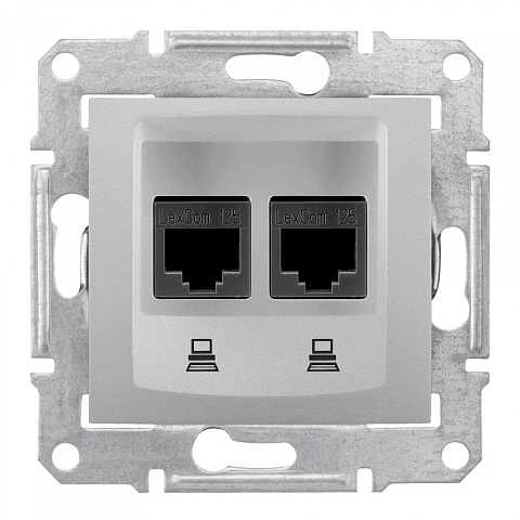 SE Sedna Алюминий Розетка компьютерная 2-ая RJ45 кат. 6 UTP