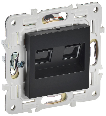 IEK SKANDY Черный Розетка компьютерная двойная RJ45 кат.6 SK-K04Bl