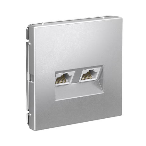 Systeme Electric ArtGallery Алюминий Розетка двойная компьютерная RJ45+RJ45, кат.6А, механизм