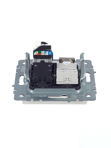 IEK BRITE Розетка двойная RJ11+RJ45 кат.5E РК/Т12-БрЖ жемчуг