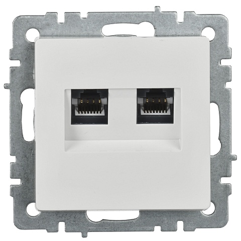 IEK BRITE Розетка компьютерная двойная кат.5E RJ45 РК10-2-БрБ белый