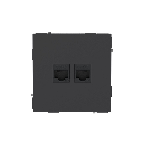 DKC KANT Компьютерная розетка RJ-45 без шторки, кат.6А двойная, черный уголь