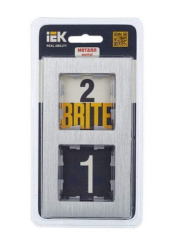 IEK BRITE Рамка 2-мест. РУ-2-1-БрА металл алюм.