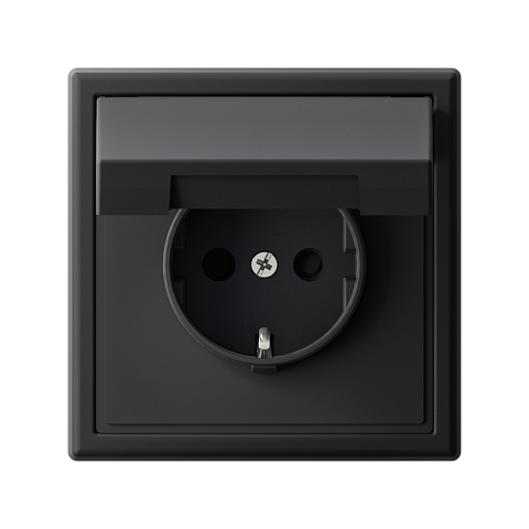 Systeme Electric ArtGallery Карбон Розетка с заземл. со шторк. с крышк., 16А, IP20,  механизм, быстрозажим. клем.