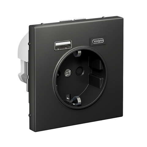 Systeme Electric ArtGallery Базальт Розетка 16А с 2 USB A+C, 5В/2,4А/3,0А, 2х5В/1,5А, механизм
