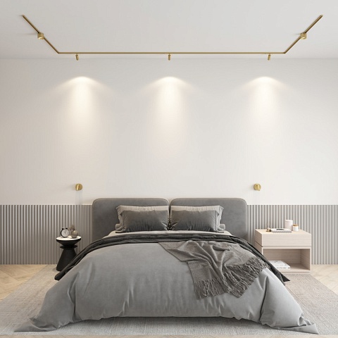 Denkirs DK5743-SB Светильник для трека SHINE SPOT со светодиодом, D70*H60, 48V DC, 8W, RA≥90, 3000K, IP20, сатинированная латунь, алюминий