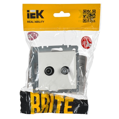 IEK BRITE Розетка двойная TV+SAT РТВ/РСп12-БрБ белый