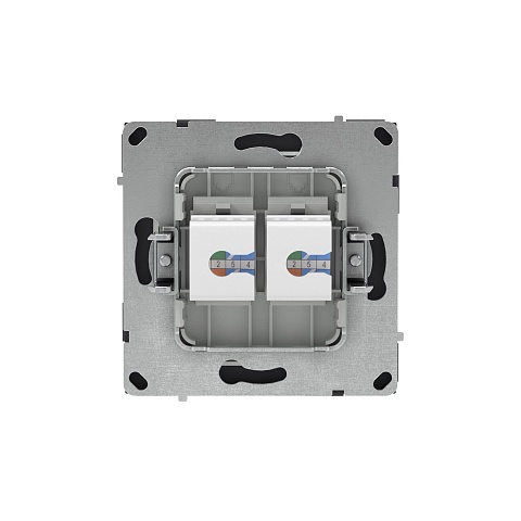 DKC KANT Компьютерная розетка RJ-45 без шторки, кат.6А двойная, черный уголь