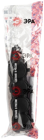 ЭРА Колодка KX-4e-B-IP44 каучуковая с заземлением 4 розетки 16A IP44 черная