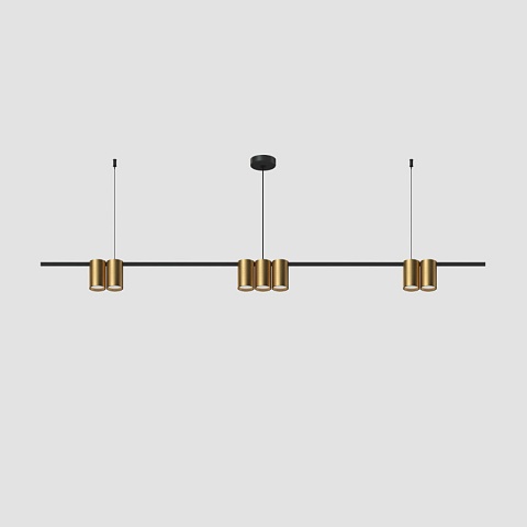 Denkirs DK4063-BK+SG Подвесной светильник ORBIT, IP20, 7xGU10 LED до 15 Вт, черный + сатинированное золото, алюминий