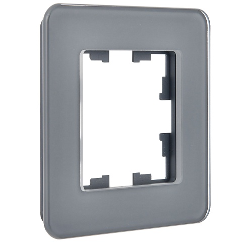 IEK BRITE DECOR Графит матовый стекло скругл.угол Рамка 1-м РУ-1-2-Бр RE