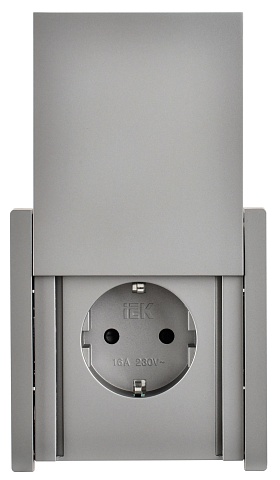IEK FORTE&PIANO Сталь Розетка с/з со шт с крышкой безвинтовое крепление 16А IP44 FP519