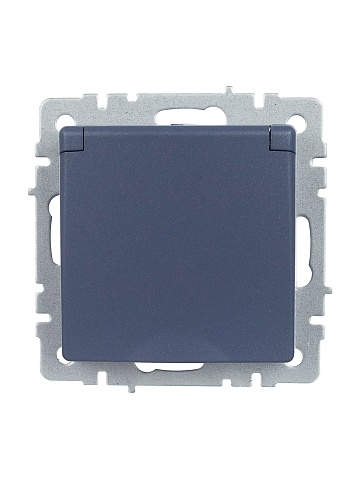 IEK BRITE Розетка 1-местная с заземлением с защитными шторками и крышкой 16А IP44 РСбш10-3-44-БрМ маренго