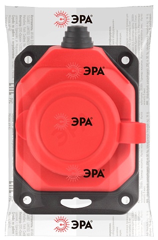 ЭРА Колодка K-1e-RED-IP44 каучуковая с заземлением 1 розетка 16A IP44 красная