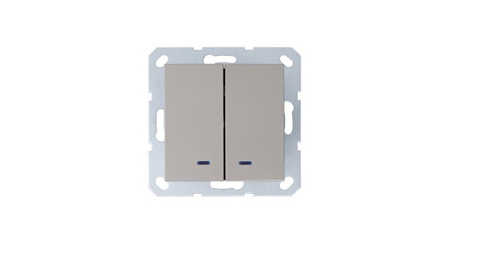 Jasmart G Шампань Выключатель 2-кл с подсветкой 10A 250V~