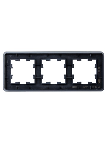IEK BRITE DECOR Графит матовый стекло скругл.угол Рамка 3-м РУ-3-2-Бр RE