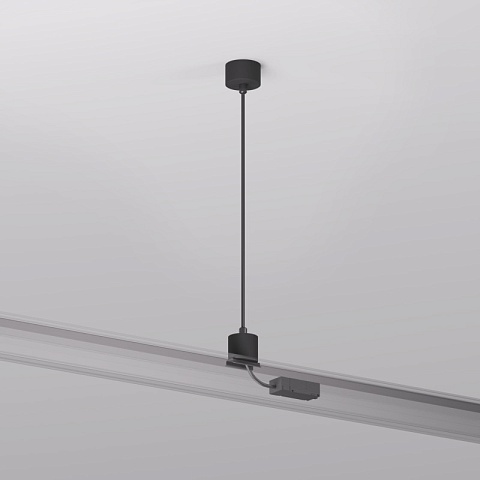 Denkirs TR2124-BK Подвод питания для подвесного монтажа, для трека SMART, серия Base, АС 220-240V, IP20, 5м, черный, алюминий