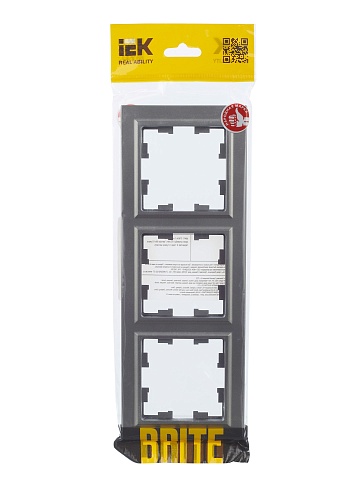 IEK BRITE Рамка 3-местная РУ-3-БрС сталь
