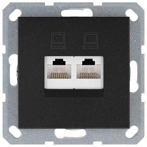 Jasmart G Антрацит Розетка RJ45 2-ая, 6 категория