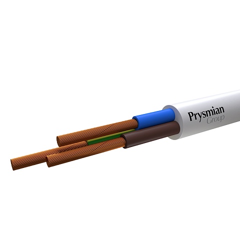 Кабель ПВС 3x4 мк (N, PE) (Белый РЭК-Prysmian)