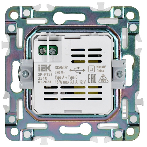 IEK SKANDY Титан Розетка USB A+C 18Вт SK-R13T