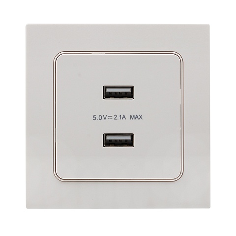 EKF PROxima Стокгольм Белый Розетка USB 2-ая, 2,1А