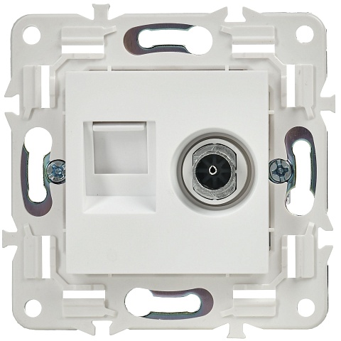 IEK SKANDY Арктический белый Розетка двойная TV+RJ45 кат.6E SK-A15W