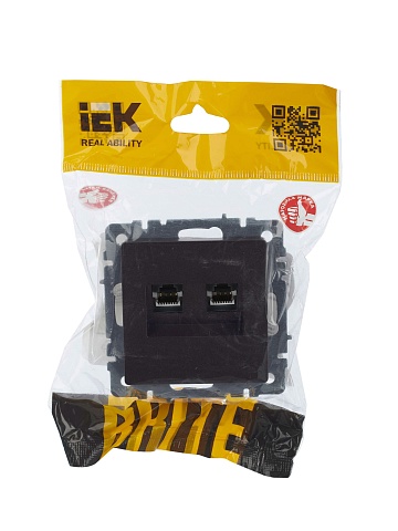 IEK BRITE Розетка компьютерная двойная RJ45 кат.5E РК10-2-БрТБ темная бронза