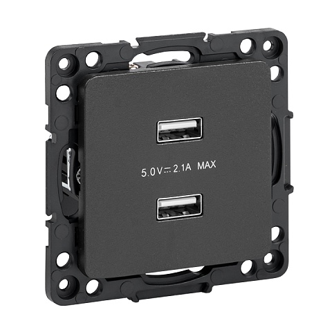 EKF PROxima Стокгольм Черный Розетка USB 2-ая, 2,1А