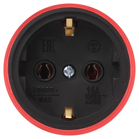 ЭРА Розетка RX11-R-IP44 каучуковая c заземлением 16А IP44 прямая красная