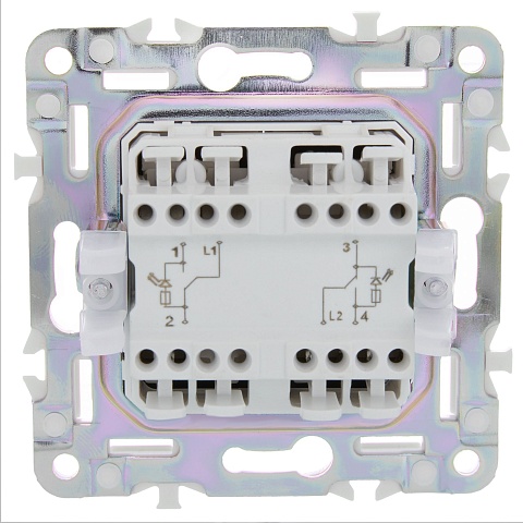 IEK SKANDY Песочный Выключатель 2-клавишный проходной с индикацией 10А SK-V10Sa