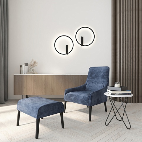 Denkirs DK5035-BK Бра ROUND со светодиодом, IP20, 24W, 3000/4000/6500K, черный, алюминий