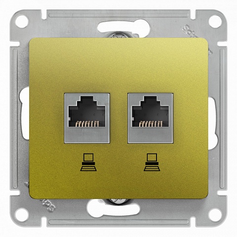 SE Glossa Фисташковый Розетка 2-ая компьютерная RJ45+RJ45, кат.5E