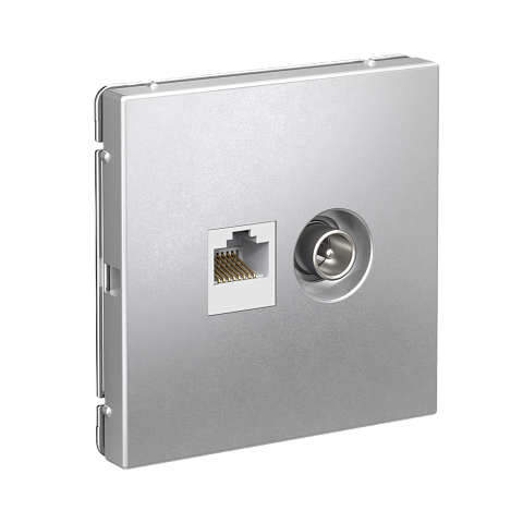 Systeme Electric ArtGallery Алюминий Розетка двойная ТВ + компьютерная RJ45, кат. 5Е